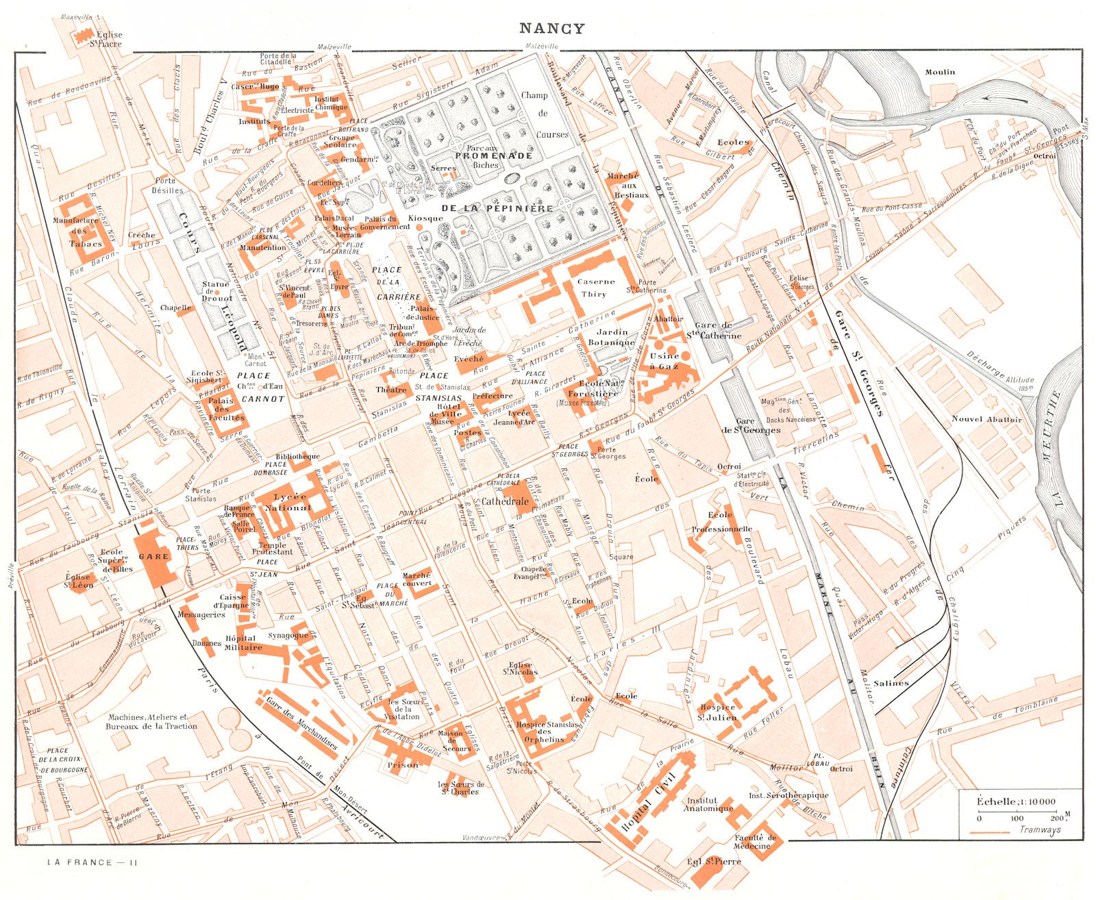 MEURTHE- ET- MOSELLE. Nancy 1900 old antique vintage map plan chart